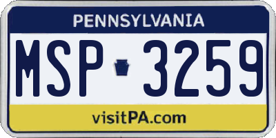 PA license plate MSP3259