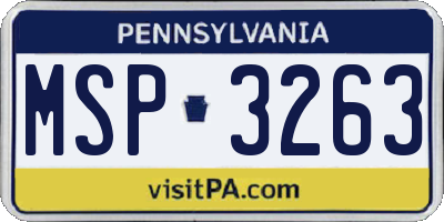 PA license plate MSP3263