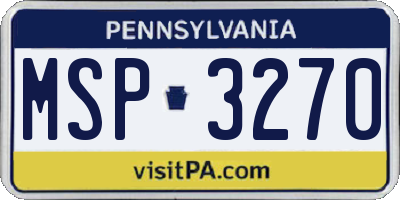PA license plate MSP3270