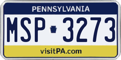 PA license plate MSP3273