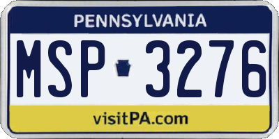 PA license plate MSP3276