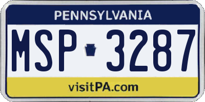 PA license plate MSP3287