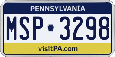 PA license plate MSP3298
