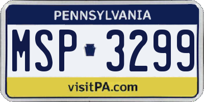 PA license plate MSP3299