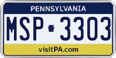 PA license plate MSP3303
