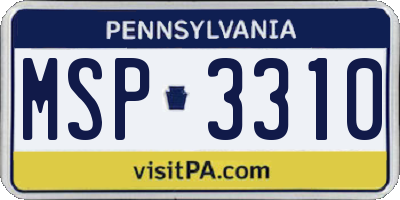 PA license plate MSP3310