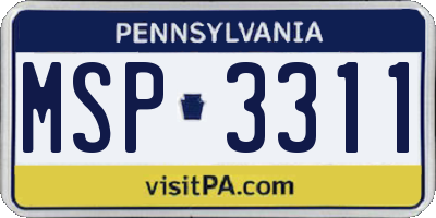 PA license plate MSP3311