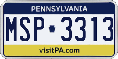 PA license plate MSP3313