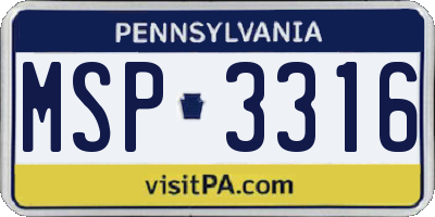 PA license plate MSP3316
