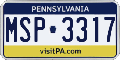 PA license plate MSP3317
