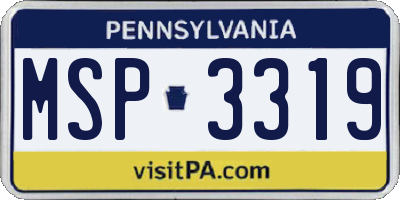 PA license plate MSP3319