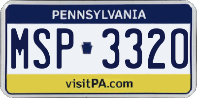 PA license plate MSP3320