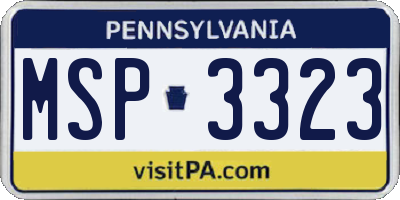PA license plate MSP3323