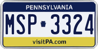 PA license plate MSP3324