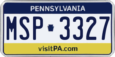 PA license plate MSP3327