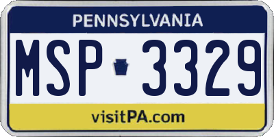 PA license plate MSP3329