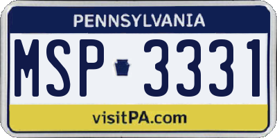 PA license plate MSP3331