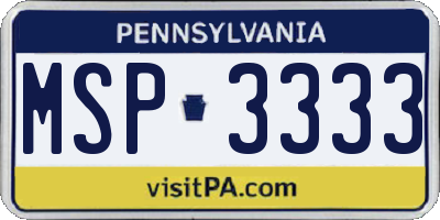 PA license plate MSP3333