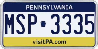 PA license plate MSP3335