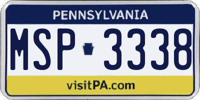 PA license plate MSP3338