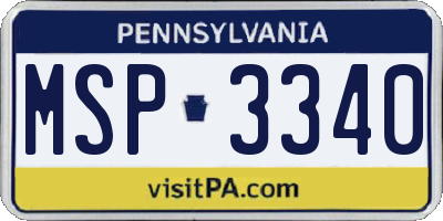 PA license plate MSP3340