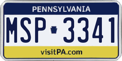 PA license plate MSP3341