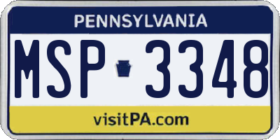 PA license plate MSP3348