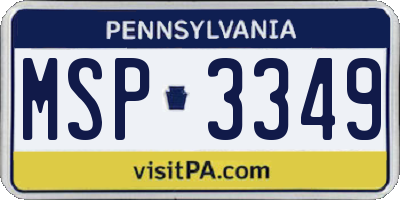 PA license plate MSP3349