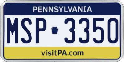 PA license plate MSP3350