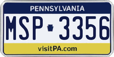 PA license plate MSP3356