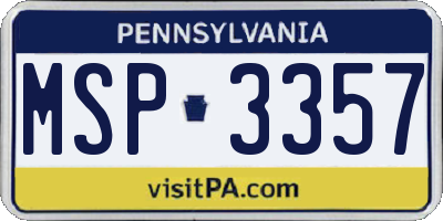 PA license plate MSP3357