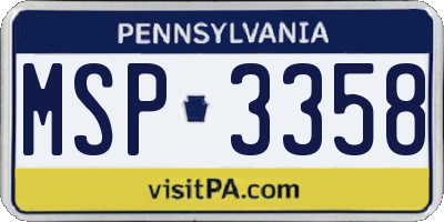 PA license plate MSP3358