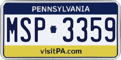 PA license plate MSP3359