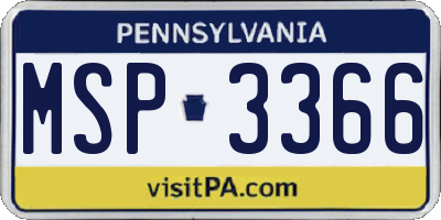 PA license plate MSP3366