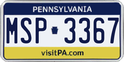 PA license plate MSP3367