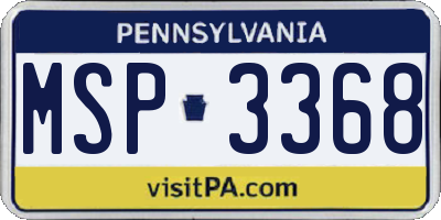 PA license plate MSP3368