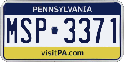 PA license plate MSP3371