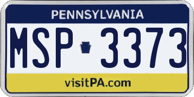 PA license plate MSP3373