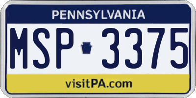 PA license plate MSP3375