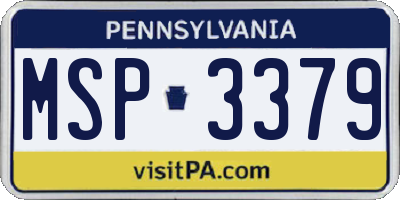 PA license plate MSP3379