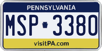 PA license plate MSP3380