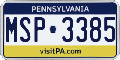 PA license plate MSP3385