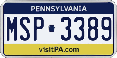 PA license plate MSP3389