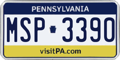 PA license plate MSP3390
