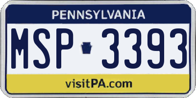PA license plate MSP3393