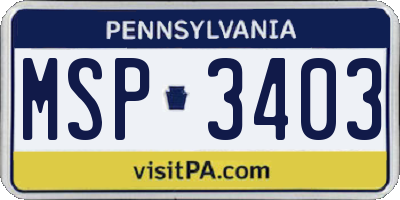 PA license plate MSP3403
