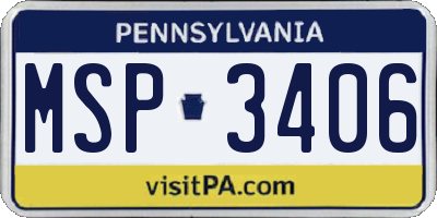 PA license plate MSP3406