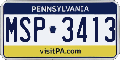 PA license plate MSP3413