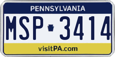 PA license plate MSP3414