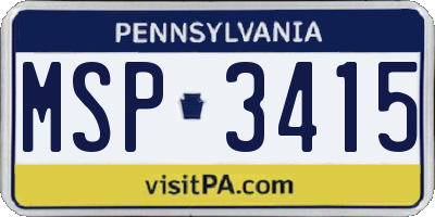 PA license plate MSP3415